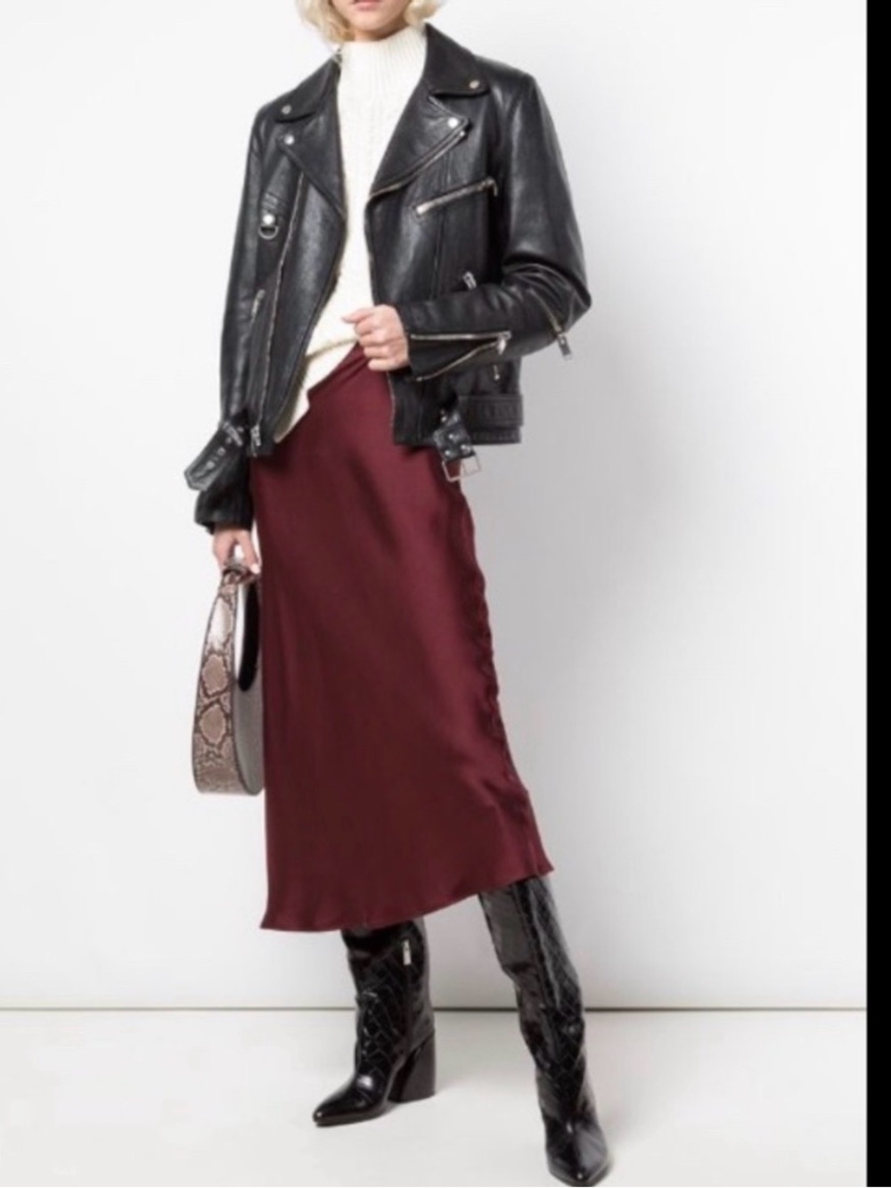 ANINE BING Bar Silk Skirt Bordeaux Burgundy 100% Silk Midi Size M - Picture 10 of 14